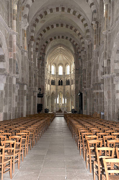 Basilica of Vezelay - inside stock photo