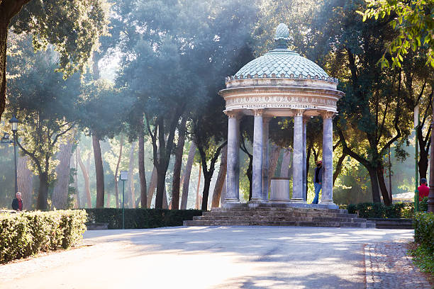Rome, Italy - October 31: pavilion in the shape of a rotunda inside garden and park complex in Villa Borghese, on October 31, 2014, Rome, Italy