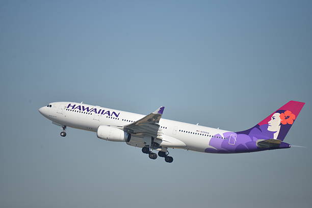 Hawaiian Airlines Airbus A330 taking off stock photo