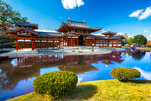 Uji, Kyoto, Japan - December 02, 2014: Byodoin Temple in autumn season, Japan. Unesco world heritage site.