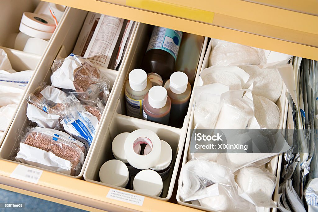 Drawer of medical supplies Medical Supplies Stock Photo
