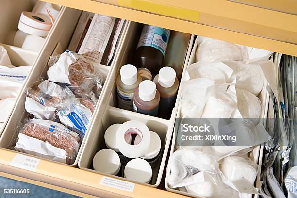 Drawer Of Medical Supplies Stock Photo - Download Image Now - Medical Supplies, Drawer, Bandage