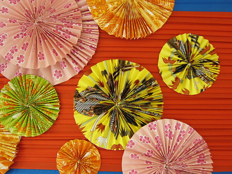 Colorful Japanese paint on umbrella like  paper