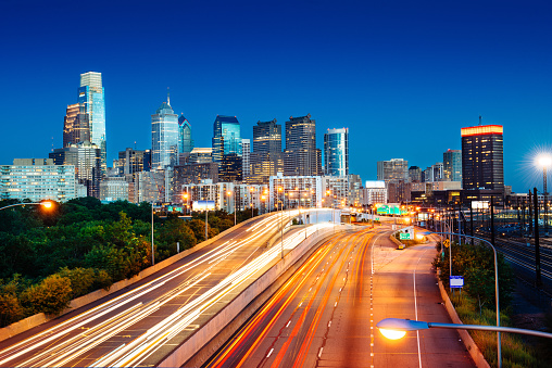 Philadelphia Skyline at dusk. Pennsylvania, USA.