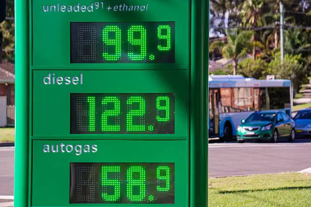 Cheap, sub $1, petrol prices at a service station in Sydney. 