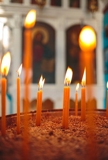 istock Candles in orthodox church. 535163081