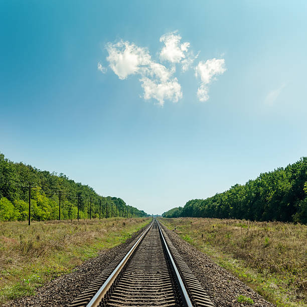 istock light clouds in blue sky over railroad to horizon 535163463