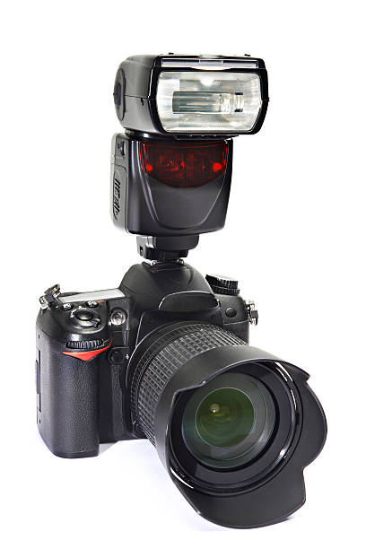 fotocamere dslr, lente e flash - telephoto lens flash foto e immagini stock