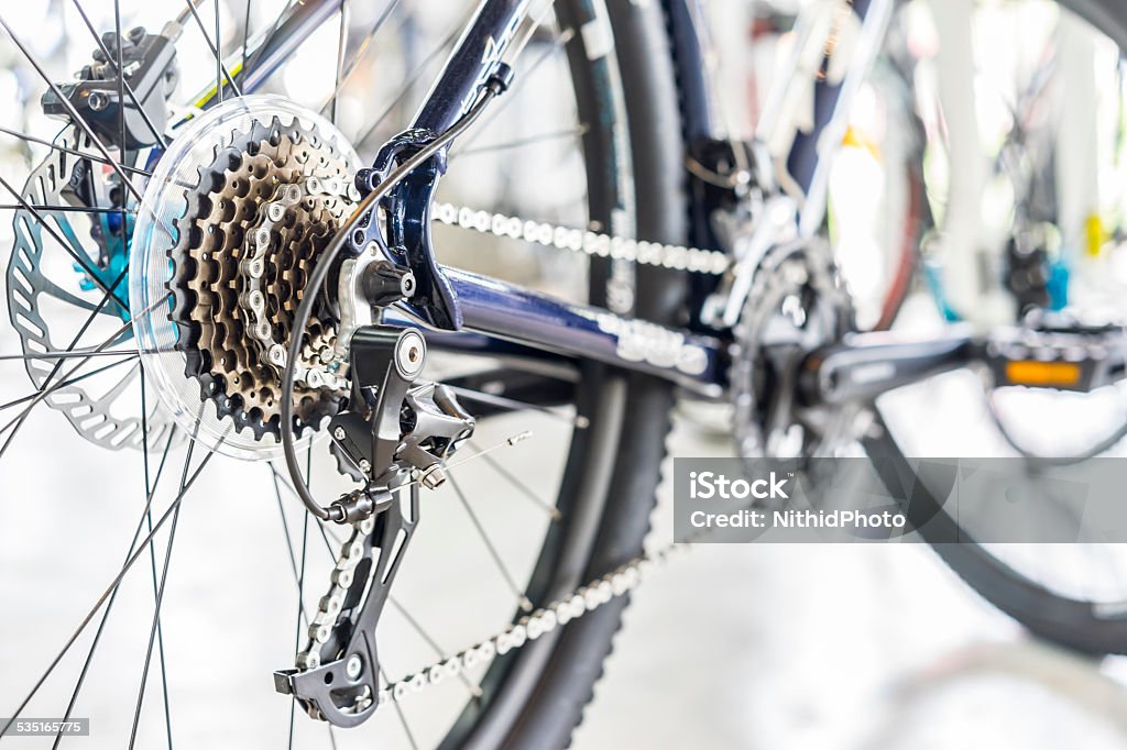 Bicycle Selective focus of Bicycle gears and rear derailleur Bicycle Gear Stock Photo