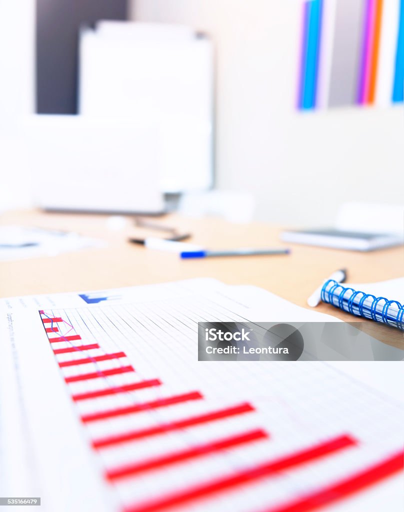 Table Table with a graph. 2015 Stock Photo