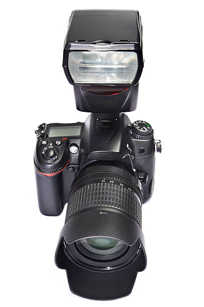 fotocamere dslr, lente e flash - telephoto lens flash foto e immagini stock