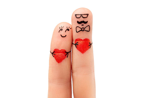 istock modern concept a hipster man and a woman with heart 535169541
