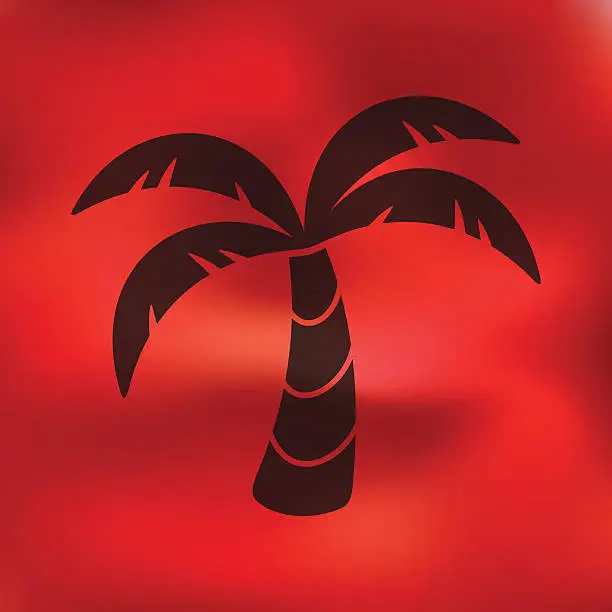 Vector illustration of palm icon on blurred background