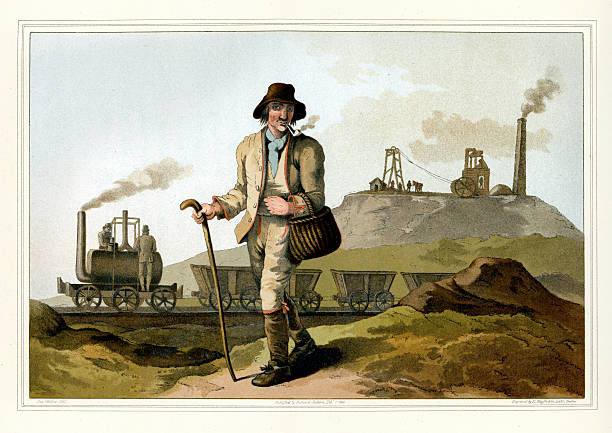 입기 of 람풍-collier 또는 채탄부 - road going steam engine stock illustrations