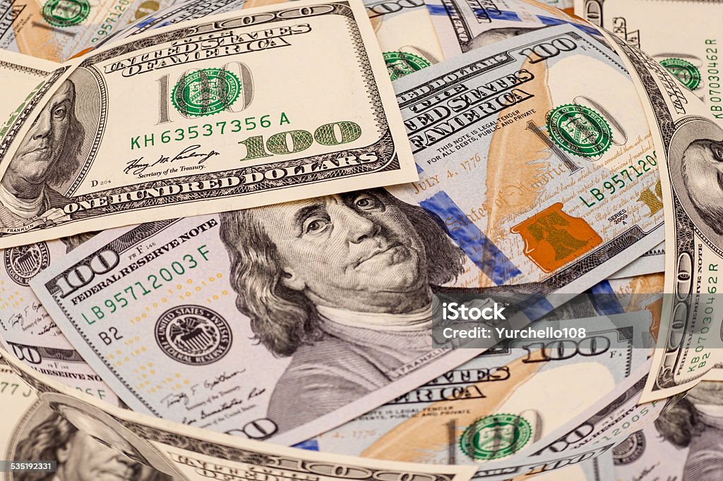 One hundred dollars pile as background 2015 Stock Photo