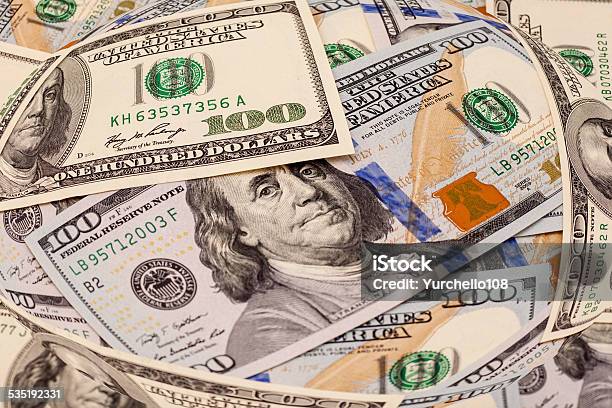 One Hundred Dollars Pile As Background Stock Photo - Download Image Now - 2015, Abundance, Banking