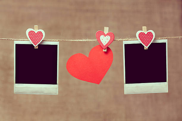 istock Two polaroid photo frames and heart for valentines day 535192797