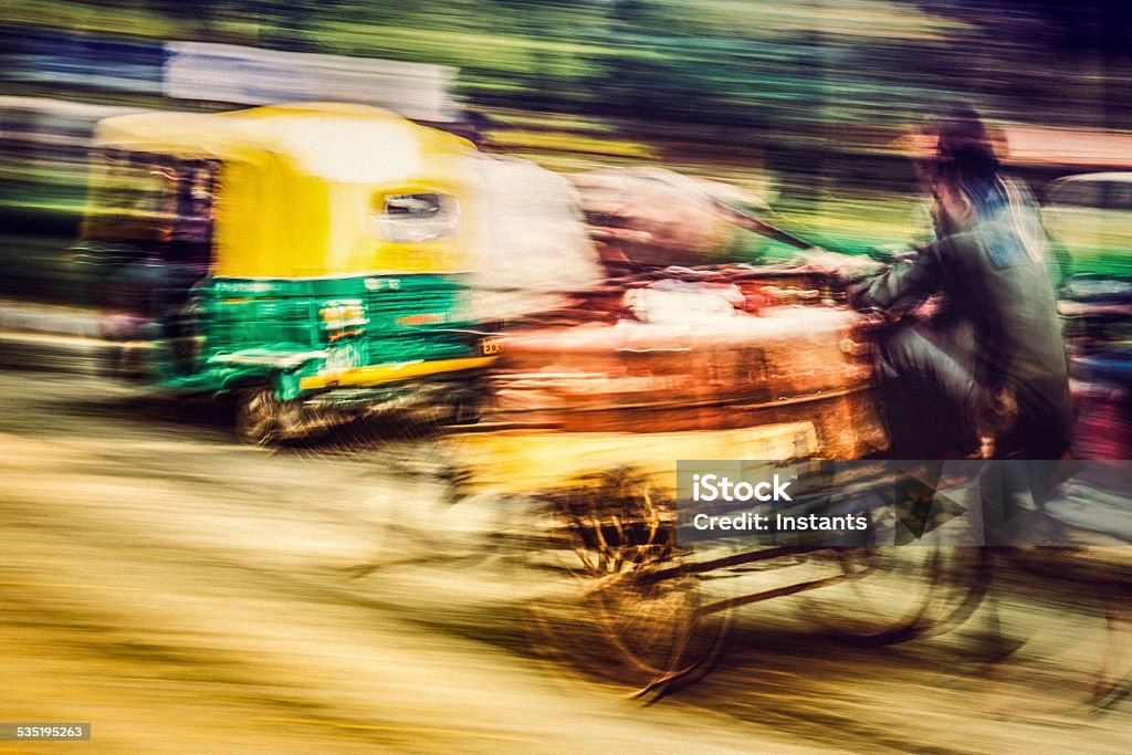 Delhi Traffic Motion blurred Delhi traffic. 2015 Stock Photo