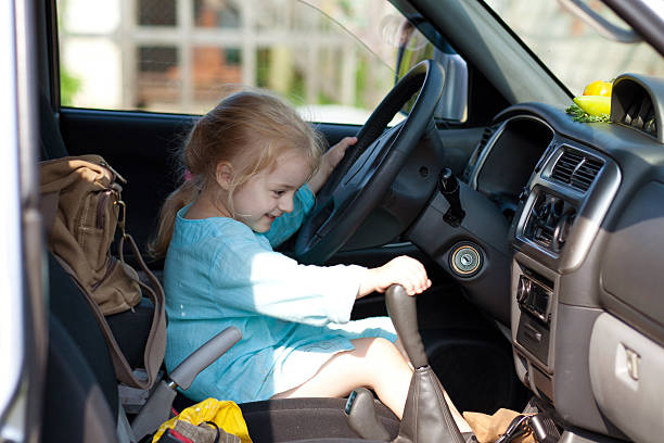 istock Little girl driving a car 535196071