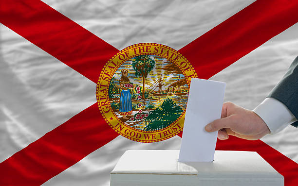 elections voting in front of flag of florida stock photo