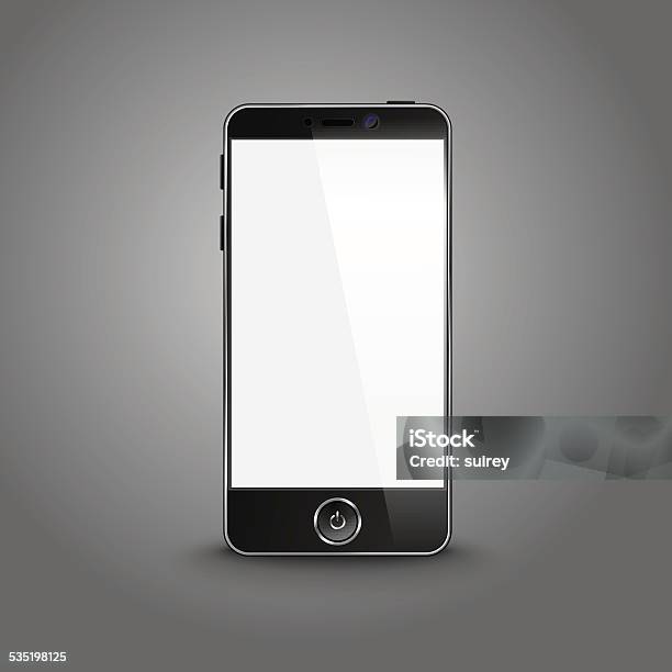 Dark Modern Smart Phone With Black Screen Isolated On Grey Stock Illustration - Download Image Now