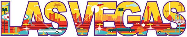 ラスベガス vegas - las vegas metropolitan area skyline cityscape the las vegas strip点のイラスト素材／クリップアート素材／マンガ素材／アイコン素材