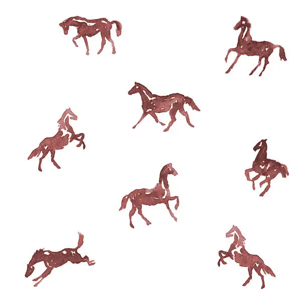 Vector illustration of Watercolor horses