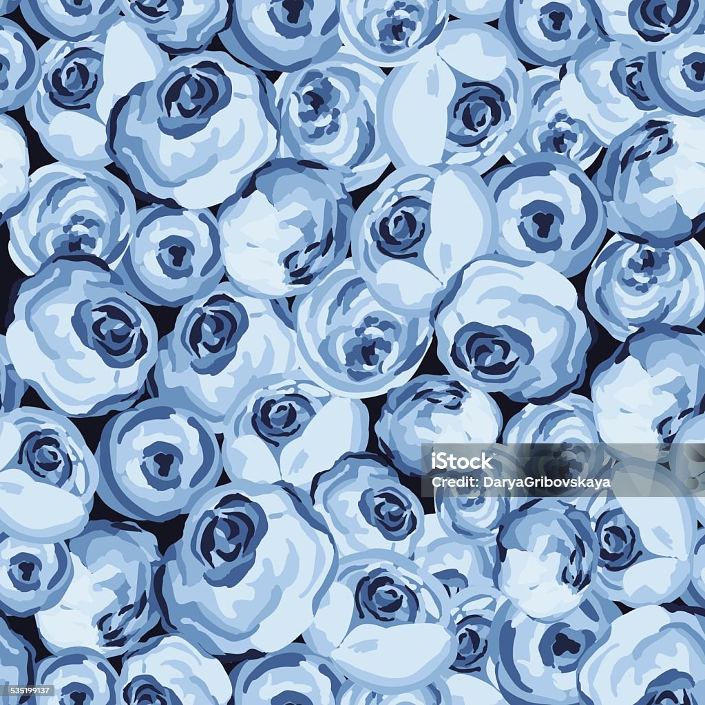 Painted flower seamless pattern with blue roses Painted flower seamless pattern with blue roses.Vector illustration 2015 stock vector