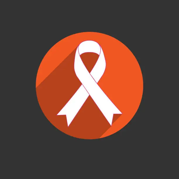 Vector illustration of Breast cancer awareness red ribbon on white background