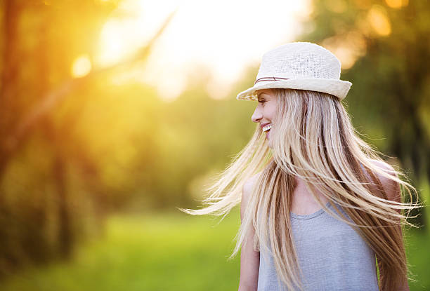istock Beautiful woman outside in a park. 535200349
