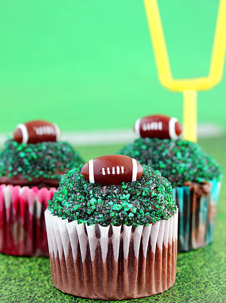 Football cupcakes stock photo