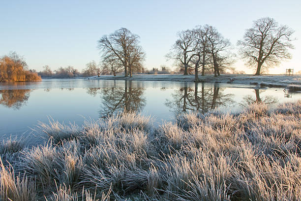 istock Frozen lake on frosty morning 535200709