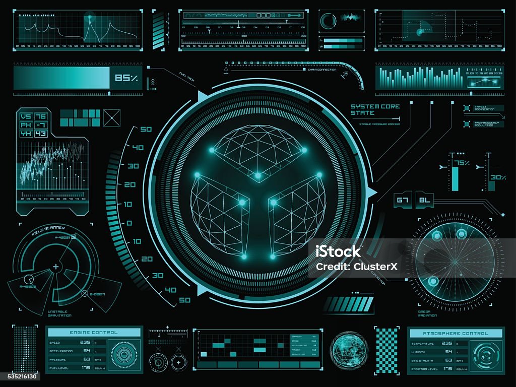 Écran tactile futuriste HUD de l'interface utilisateur - clipart vectoriel de Calque libre de droits