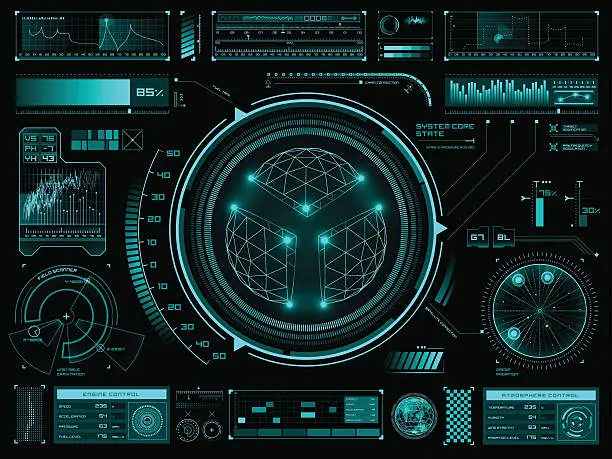 Vector illustration of Futuristic touch screen user interface HUD