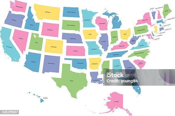 United States Of America Map Stock Illustration - Download Image Now - US State Border, Map, Vector