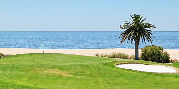 istock Panoramic views of the golf course to the sea. 535219887