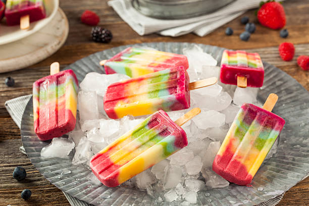 istock Healthy Homemade Rainbow Popsicles 535222452