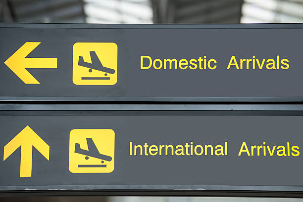 istock Airport Departure & Arrival information board sign 535223115