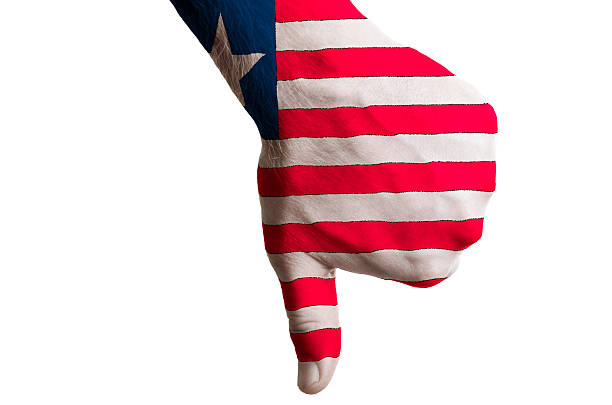 istock liberia national flag thumbs down gesture for failure 535224411