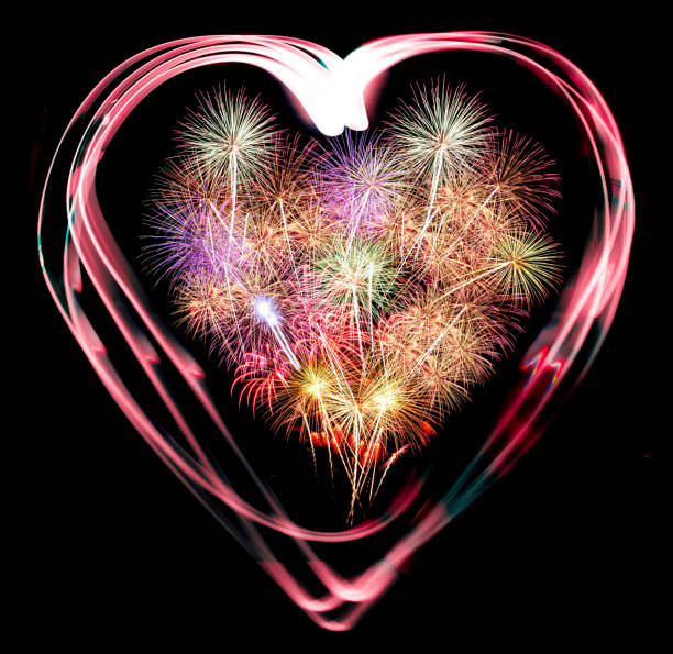 istock heart made from fireworks on black background. 535227061