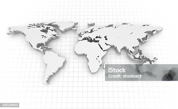 World Map Stock Photo - Download Image Now - Three Dimensional, World Map, 2015