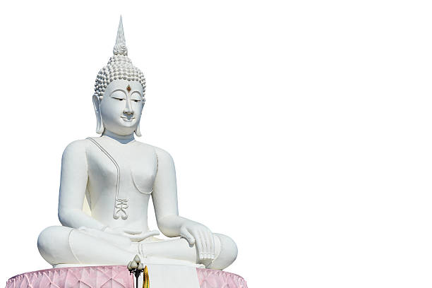 istock Big white buddha statue and blue sky in Thailand 535229677
