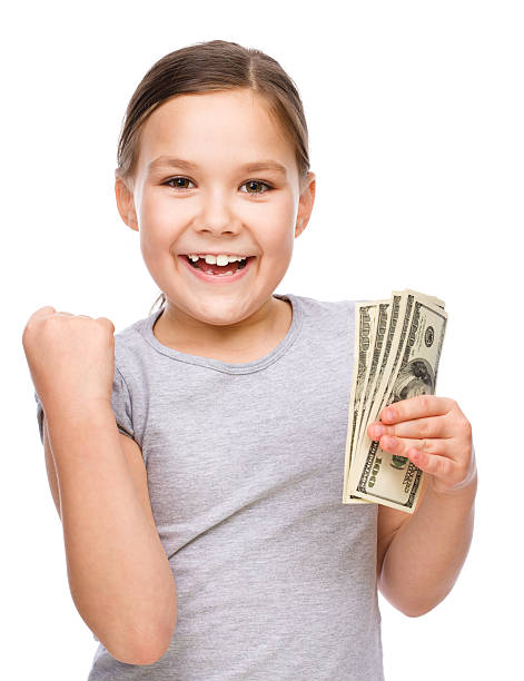 istock Cute girl with dollars 535238477