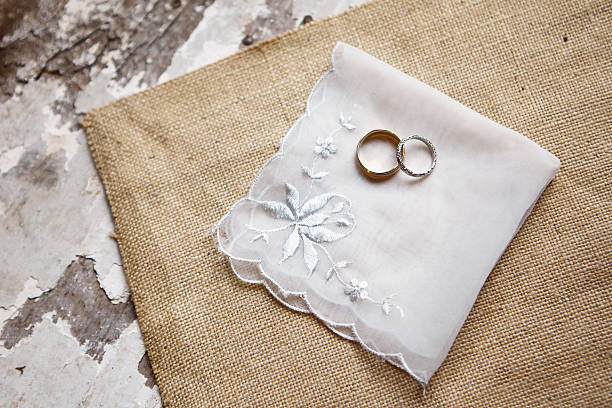 istock Wedding Rings on Antique Handkerchief 535239421