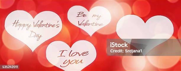 Valentines Day Messages In Hearts Stock Photo - Download Image Now - 2015, Abstract, Alphabet