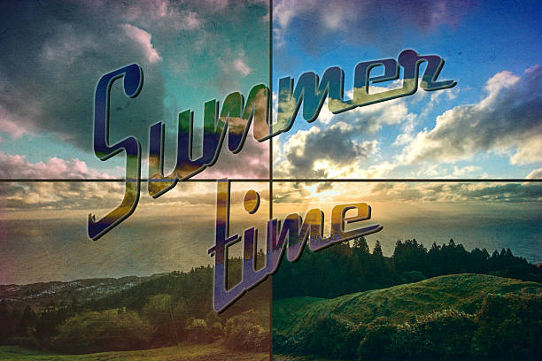 summer time retro postcard stock photo