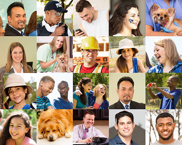 istock Composite people collage. Multi-ethnic group, mixed ages. Various jobs. Dogs. 535260145