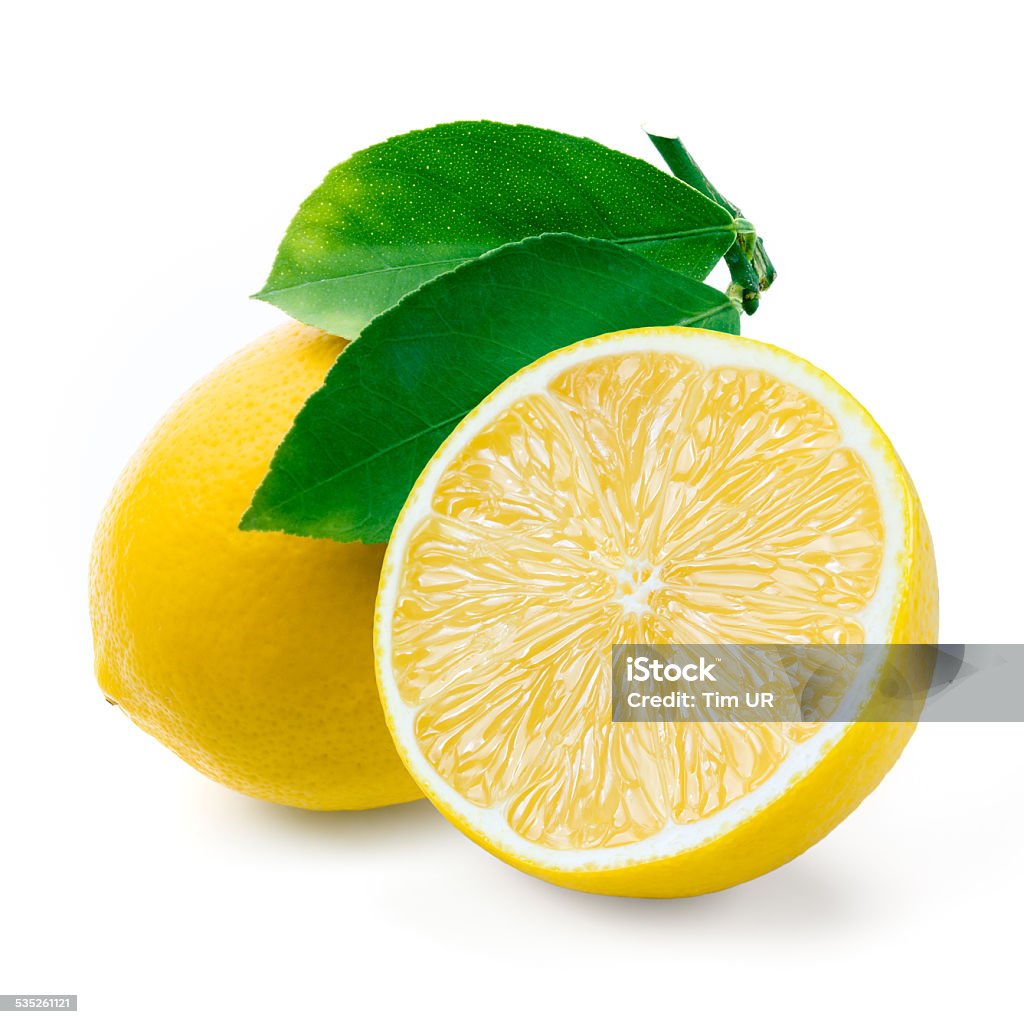 Lemon. Fruit with leaves on a white background. 2015 Stock Photo