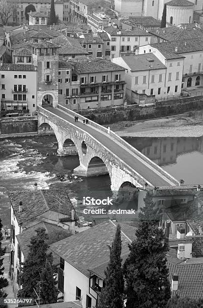 Verona Pietra Bridge From Castel San Pietro Stock Photo - Download Image Now - 2015, Adige River, Architecture