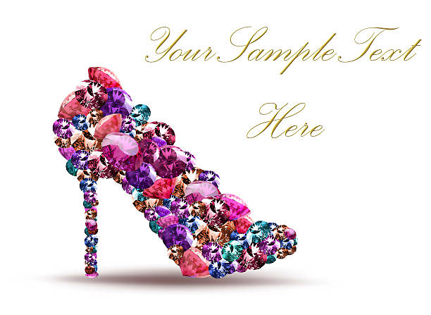 Elegant high heel shoes with diamonds, symbol for wedding and engagement.